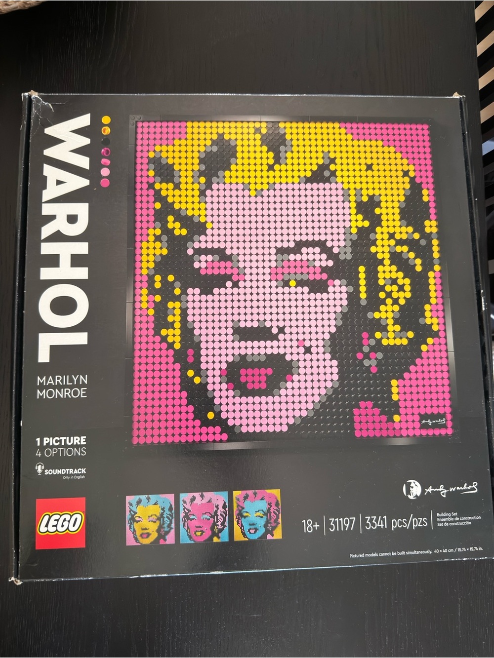 Lego Warhol Marilyn Monroe Pop Art Print - Pink & Yellow